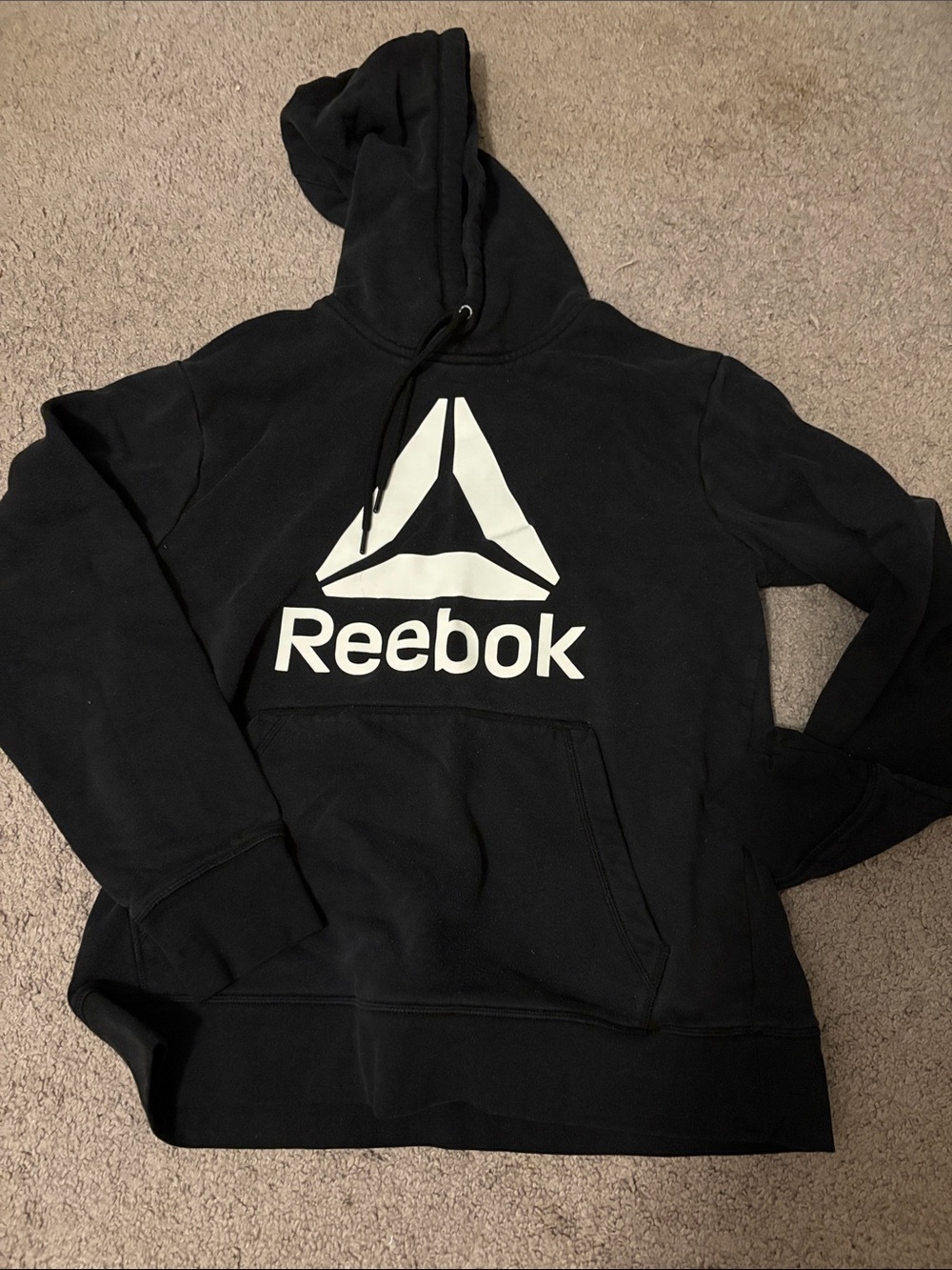 Reebok Men’s Black Crewneck Hoodie with White Logo